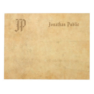 Vintage-Monogramm-Kalligrafie-Name-Klassische Vorl Notizblock