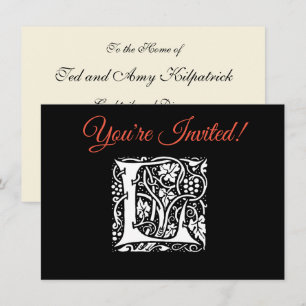 Vintage Monogramm L Art Nouveau  Einladung