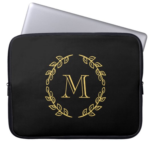 Vintage Monogramm Laptopschutzhülle (Vorderseite)