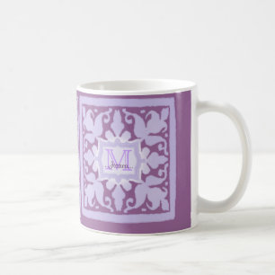 Vintage Monogramm (Lila) Kaffeetasse