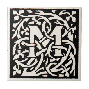 Vintage Monogramm M Art Nouveau Buchstabe Fliese