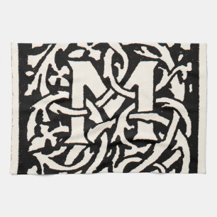 Vintage Monogramm M Art Nouveau Buchstabe Geschirrtuch