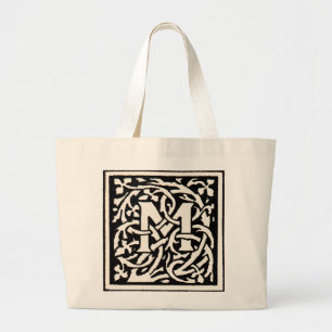 Vintage Monogramm M Art Nouveau Buchstabe Jumbo Stoffbeutel
