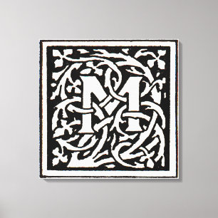 Vintage Monogramm M Art Nouveau Buchstabe Leinwanddruck