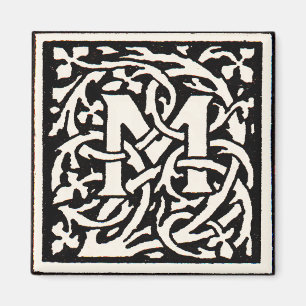 Vintage Monogramm M Art Nouveau Buchstabe Magnet