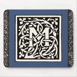 Vintage Monogramm M Art Nouveau Buchstabe Mousepad