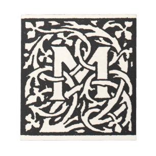 Vintage Monogramm M Art Nouveau Buchstabe Notizblock