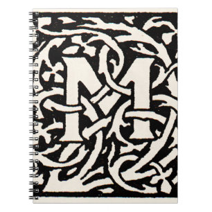 Vintage Monogramm M Art Nouveau Buchstabe Notizblock
