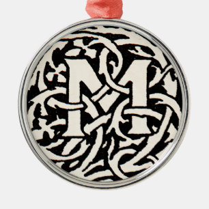 Vintage-Monogramm M Art Nouveau Buchstabe Ornament Aus Metall