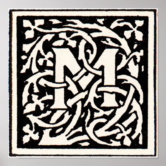 Vintage-Monogramm M Art Nouveau Buchstabe Poster (Vorne)