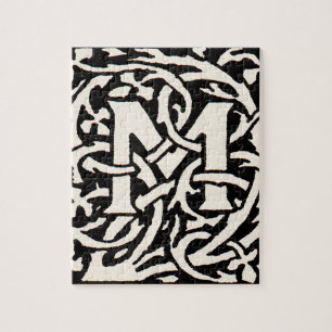 Vintage Monogramm M Art Nouveau Buchstabe Puzzle