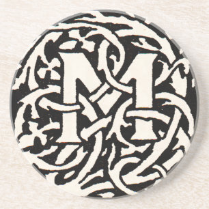 Vintage-Monogramm M Art Nouveau Buchstabe Untersetzer