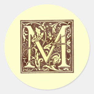 Vintage Monogramm M Runder Aufkleber