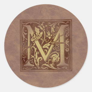 Vintage Monogramm M Runder Aufkleber