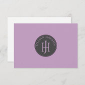 Vintage Monogramm Name Initialen Pastel Violet Mitteilungskarte (Vorne/Hinten)