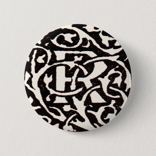Vintage Monogramm R Art Nouveau Button (Vorderseite)