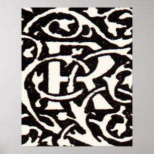 Vintage Monogramm R Art Nouveau Poster