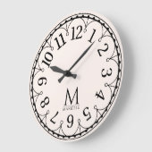Vintage Monogramm Rosa Große Wanduhr (Winkel)