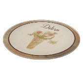 Vintage Monogramm Rosa und Gelbe Blumen Schneidebrett (Ecke)