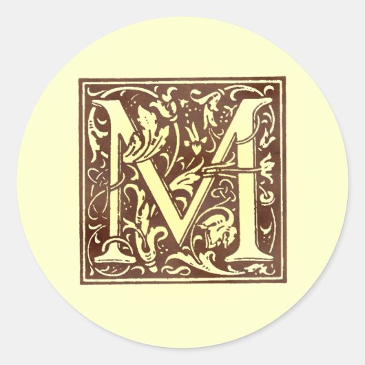Vintage Monogramm Runder Aufkleber (Vorderseite)