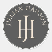 Vintage Monogramm Runder Aufkleber (Vorderseite)