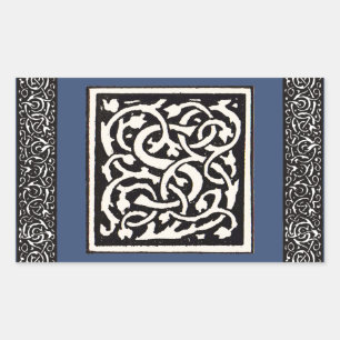 Vintage Monogramm S Art Nouveau Buchstabe Rechteckiger Aufkleber