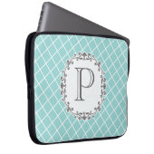 Vintage-Monogramm-Schachbrettmuster-Laptop-Tasche Laptopschutzhülle (Vorne Rechts)