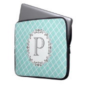 Vintage-Monogramm-Schachbrettmuster-Laptop-Tasche Laptopschutzhülle (Vorderseite Links)