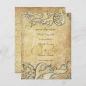 Vintage, monogramm silberne Wirbel/lila Ankündigungspostkarte (Vorne/Hinten)