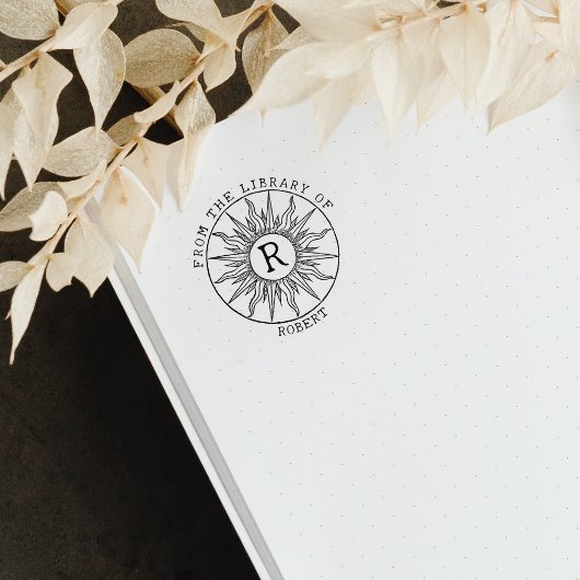 Vintage Monogramm-Sonne aus der Bibliothek Gummistempel