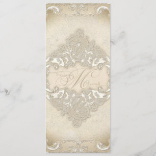Vintage Monogramm-Spitze-barocker Menükarte