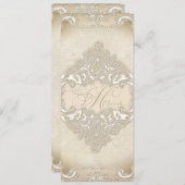 Vintage Monogramm-Spitze-barocker Menükarte (Vorne/Hinten)