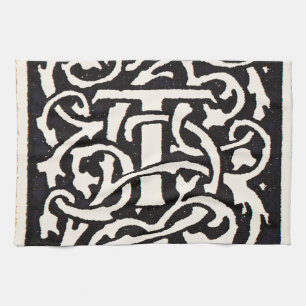 Vintage-Monogramm T Art Nouveau Buchstabe Küchentuch