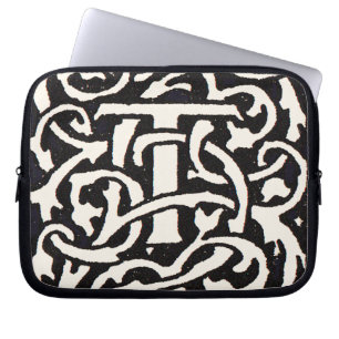 Vintage-Monogramm T Art Nouveau Buchstabe Laptopschutzhülle