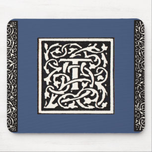 Vintage Monogramm T Art Nouveau Buchstabe Mousepad