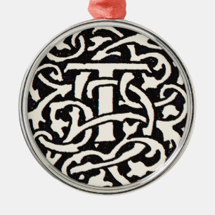 Vintage Monogramm T Art Nouveau Buchstabe Ornament Aus Metall