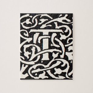 Vintage Monogramm T Art Nouveau Buchstabe Puzzle
