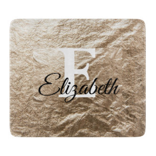Vintage-Monogramm-Typografie goldenes zerknitterte Schneidebrett