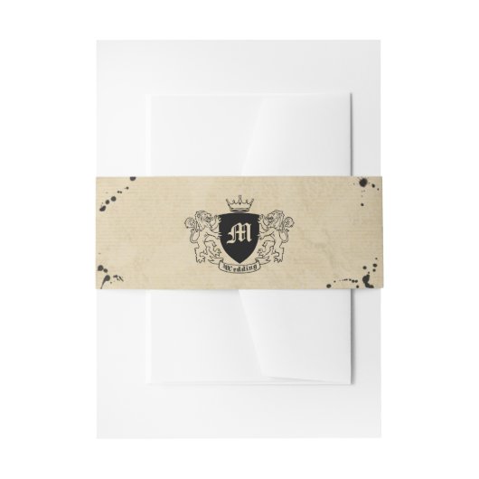 Vintage Monogramm- und Tintenfesthülle Einladungsbanderole (Vorderseite Beispiel)