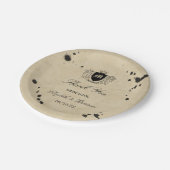 Vintage Monogramm- und Tintenfesthülle Pappteller (Schrägansicht)