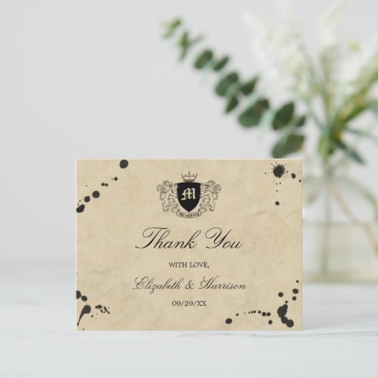 Vintage Monogramm- und Tintenfesthülle Postkarte (Stehend Vorderseite)