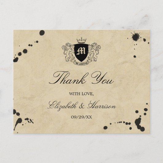 Vintage Monogramm- und Tintenfesthülle Postkarte (Vorderseite)