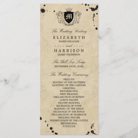 Vintage Monogramm- und Tintenfesthülle Programm (Vorderseite)