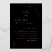 Vintage Monogramm | Verziert Boho Wedding Folieneinladung (Vorderseite)