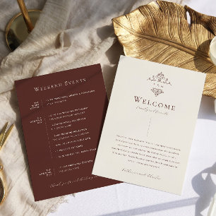 Vintage Monogramm   Verziert Boho Wedding Welcome Programm