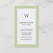 Vintage Monogramm-Visitenkarten - Grüner Tee Visitenkarte (Rückseite)