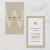 Vintage Monogramm-Visitenkarten - Khaki Visitenkarte (Vorne/Hinten)