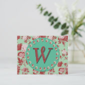Vintage Monogramm W Postkarte (Stehend Vorderseite)
