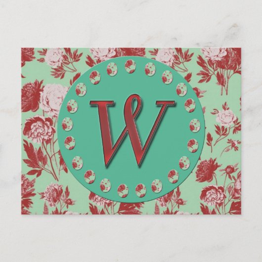 Vintage Monogramm W Postkarte (Vorderseite)