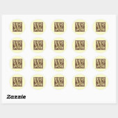 Vintage Monogramm W Runder Aufkleber (Blatt)